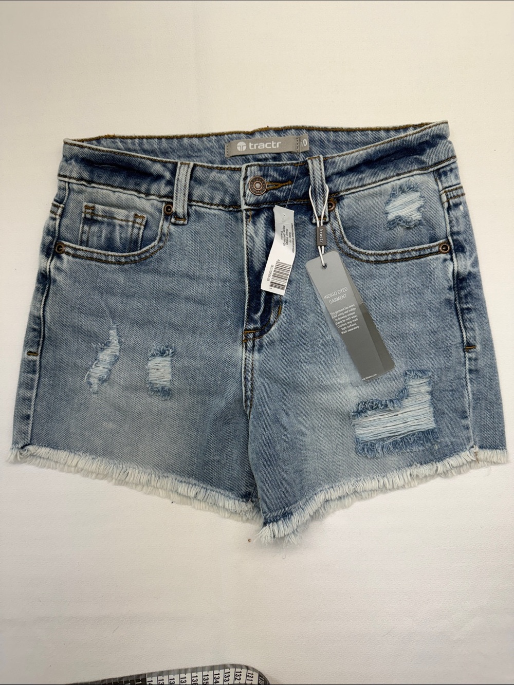 Tractr Destructed Weekender Light Blue Distressed High-Rise Denim Shorts